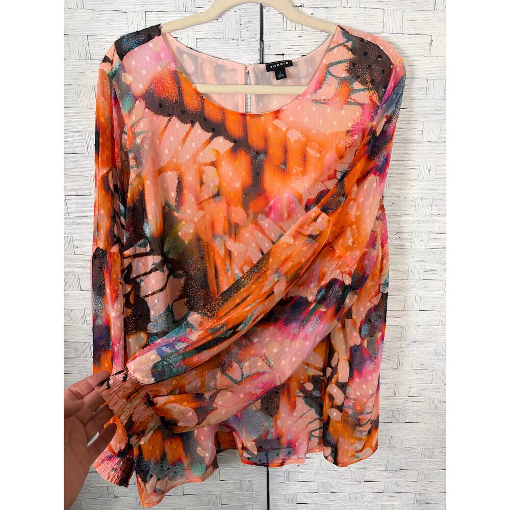 Torrid women's blouse‎ bell sleeve colorful bohemian Avant-garde plus size